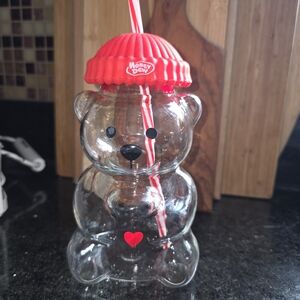 Honey Dew Limited Edition Valentine's Bear Shaped Glass with Red Lid!!!